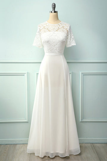 Formal vestido de fiesta A-line blanco con el cordón